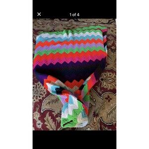 Vintage Handmade Crochet Granny Square Afghan Blanket Runner